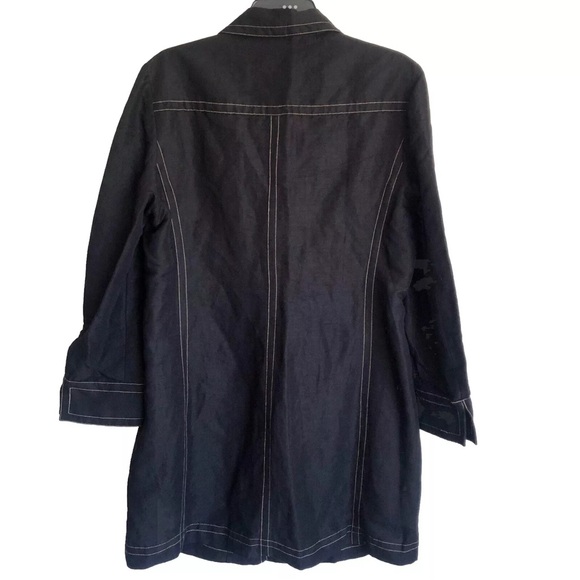 Rena Rowan Button Down Black Linen Blend Duster Jacket - Picture 8 of 12